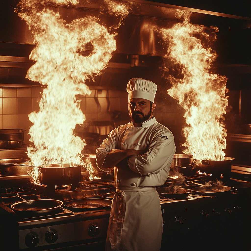 Chef in traditional hat standing