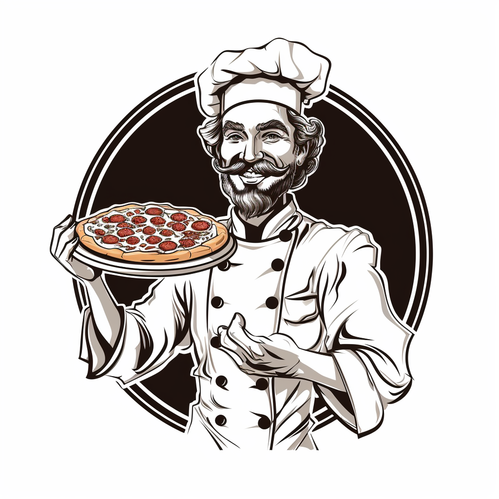 Cartoon chef with pizza slice