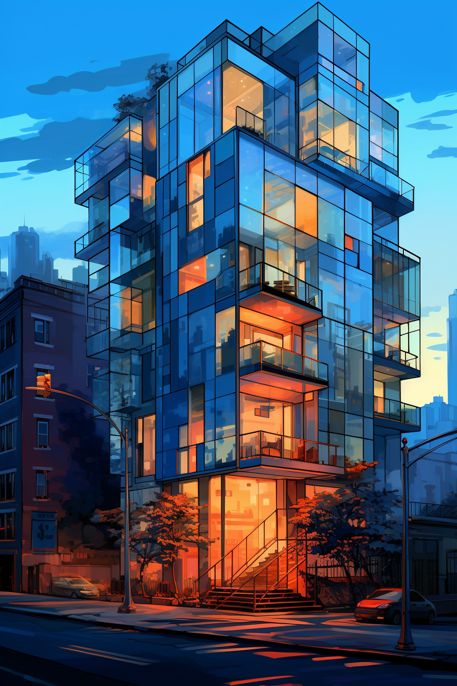 Modern apartment building render in Chelsea