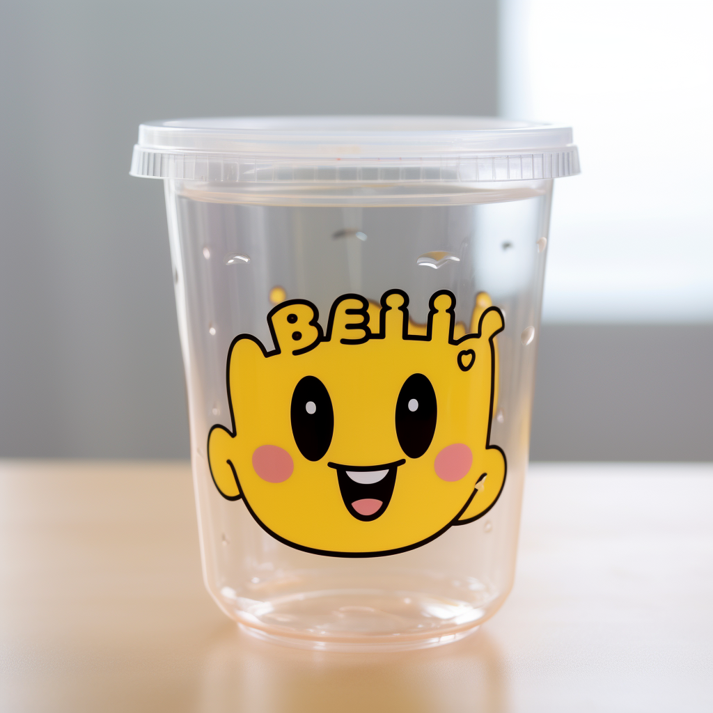 Cartoon Style Cherbet Plastic Cup on White Background