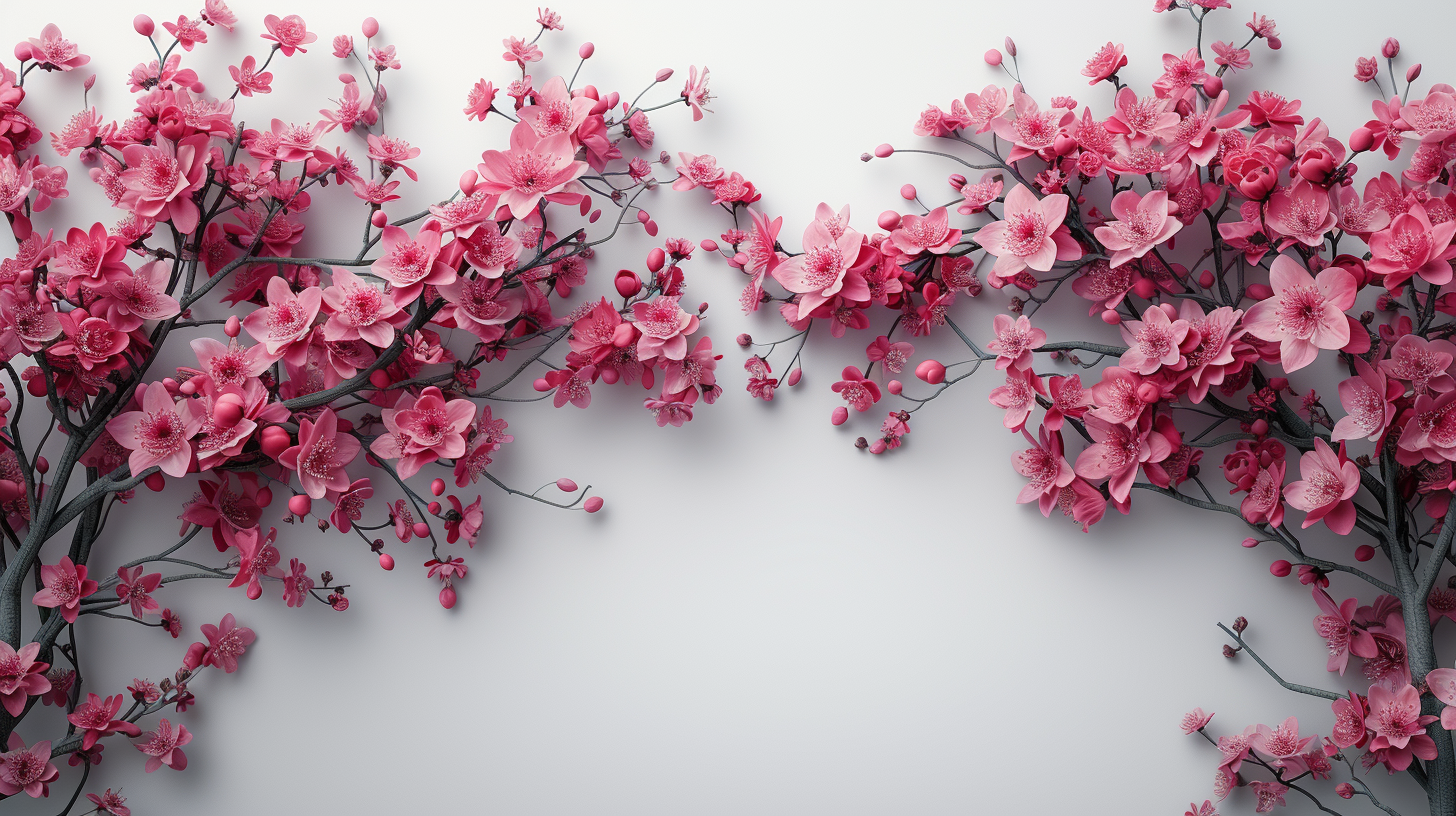 White Cherry Blossom Branches Graphic Design