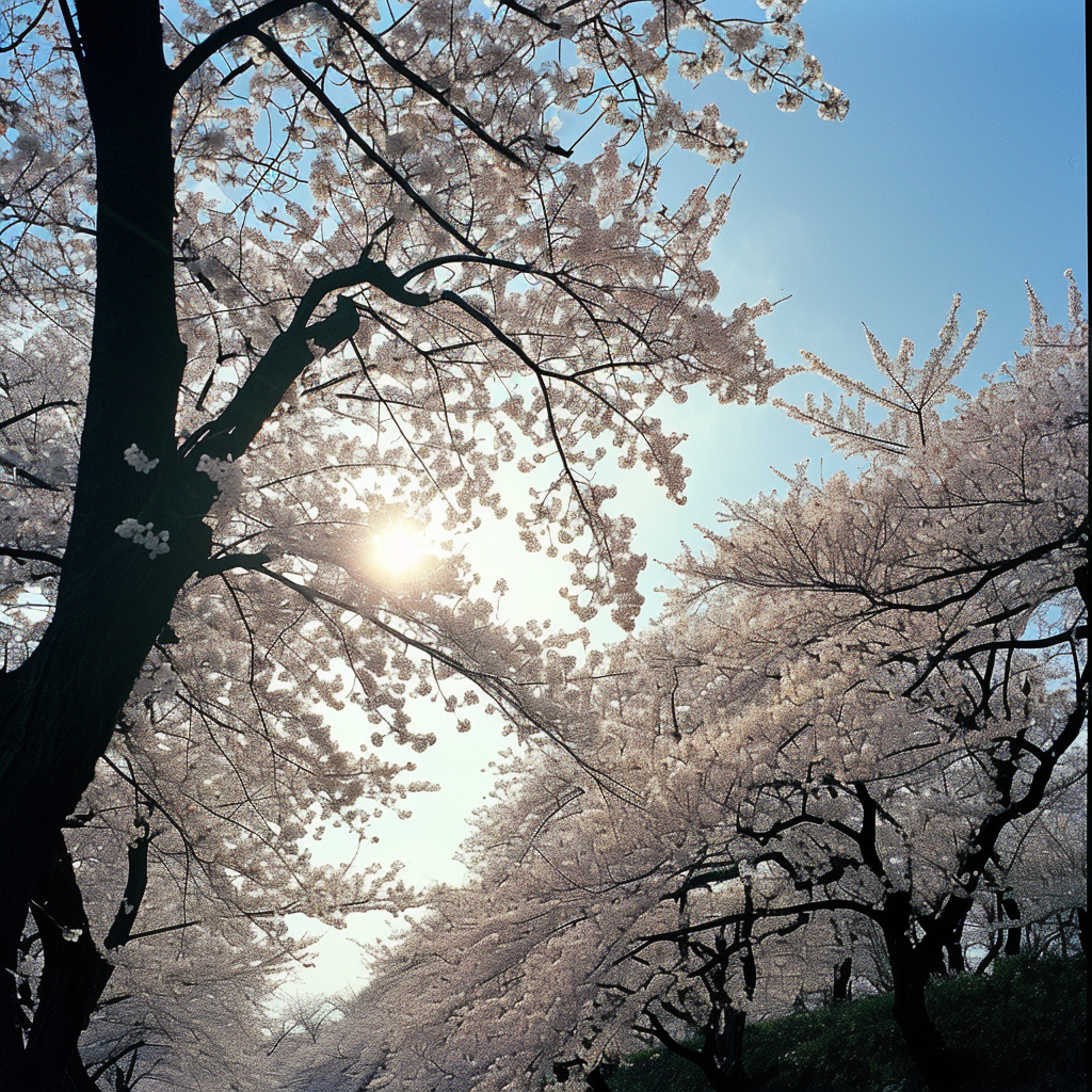 Beautiful cherry blossoms in full bloom