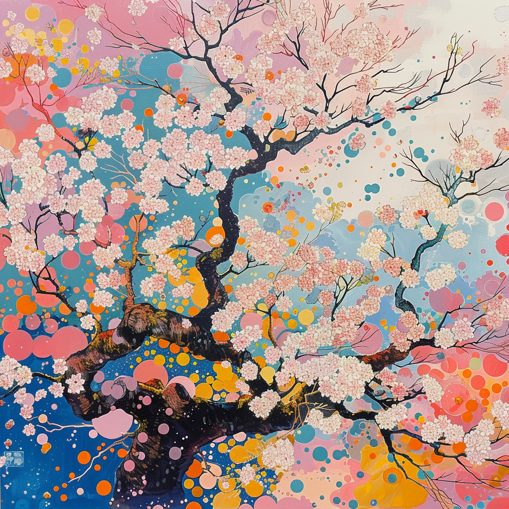 Takashi Murukami cherry blossom tree painting