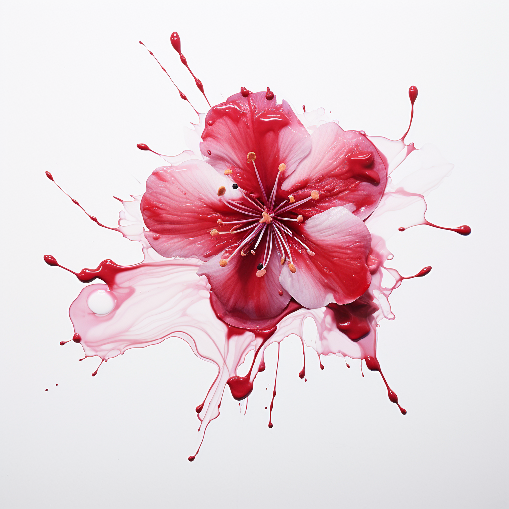 Running Paint Cherry Flower Painting on White Background