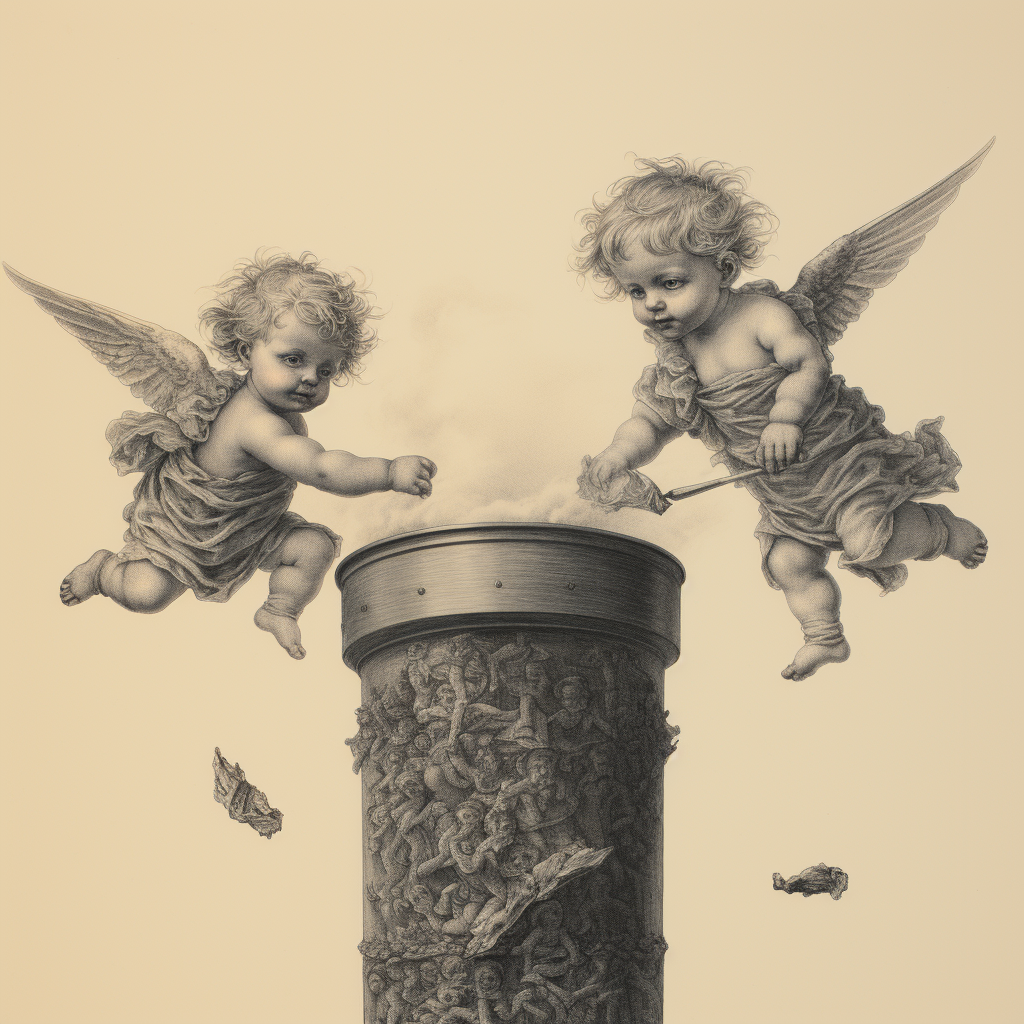 Cherub Flying Cigarette Trashcan Burn Crying