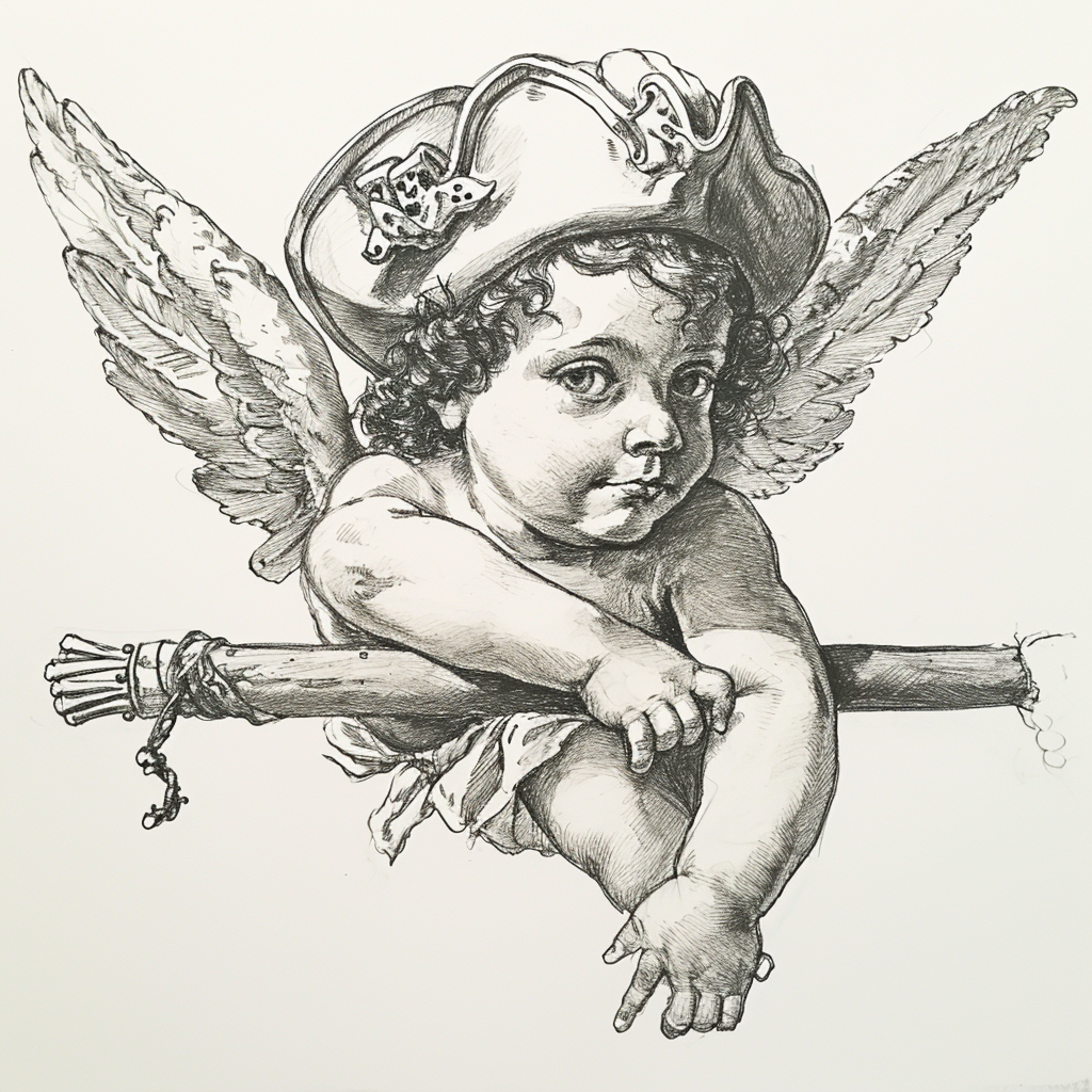 Cherub with Pirate Hat Ink