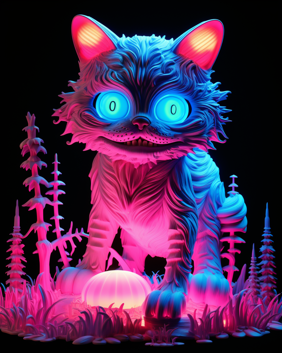 Vibrant Cheshire Cat in Vaporwave Style