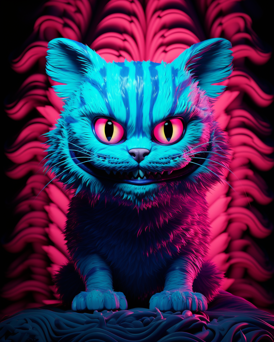 Cheshire Cat in colorful vaporwave style