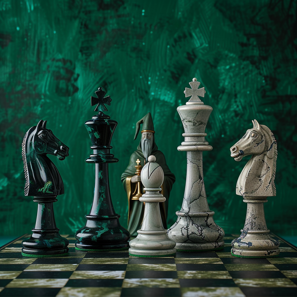 Harry Potter Chessboard Figures Emerald Background