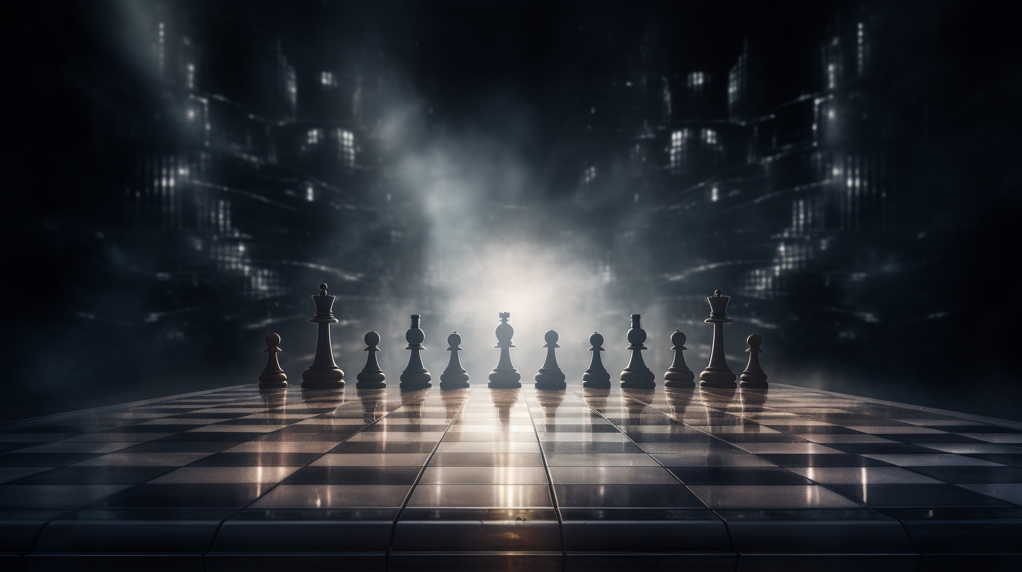 Bright Spotlight Shining on Chess Board