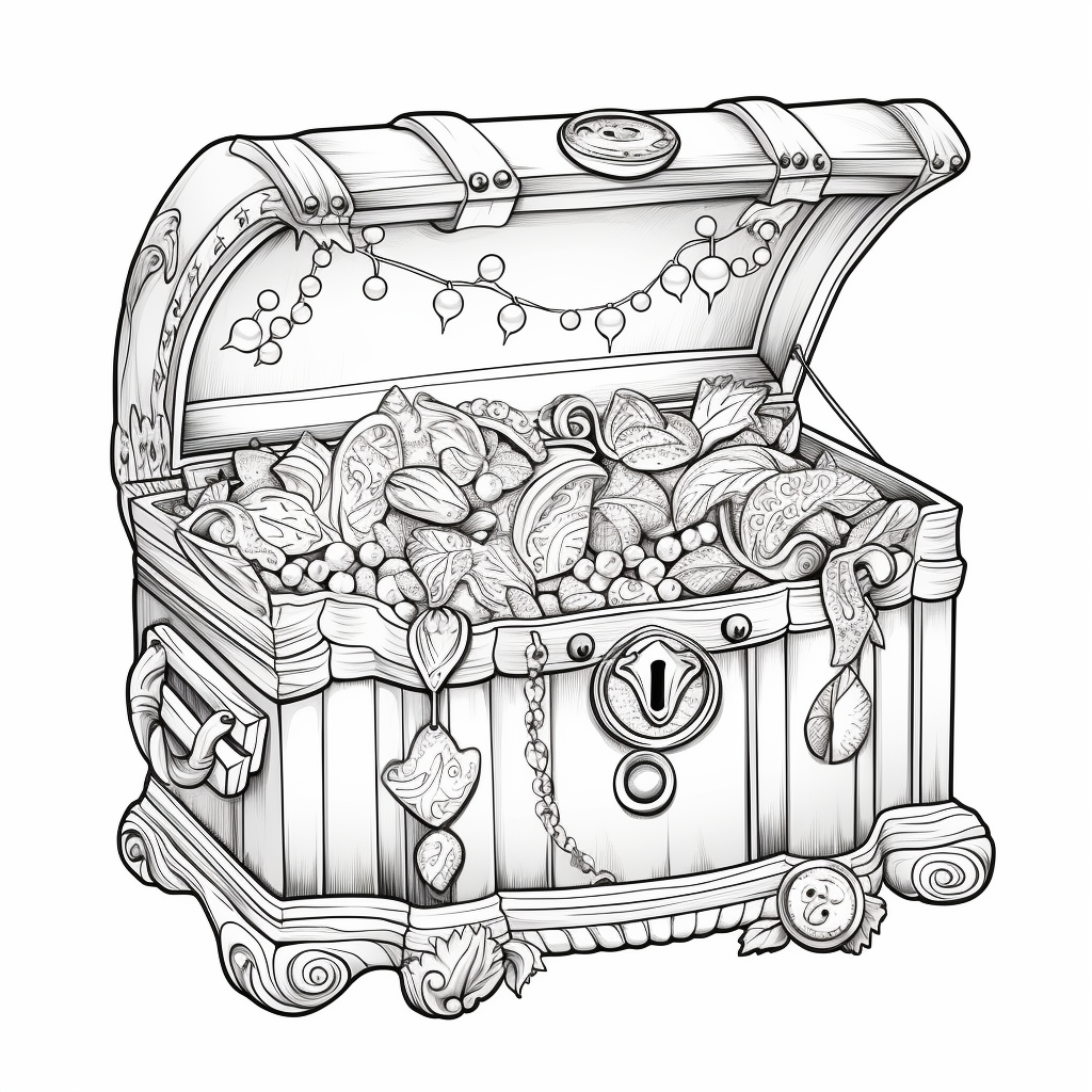 Cartoon treasure chest full of gold coins and jewels