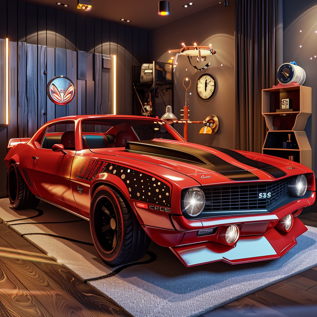 Chevrolet Camaro Car Bed 3D Perspective Kids Room