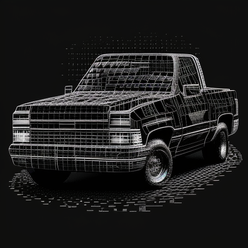 Chevy Silverado pixel blocks design on black background