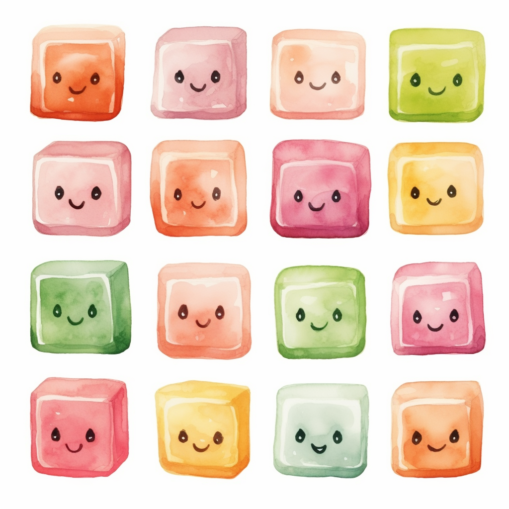 Colorful chewey candies on white background