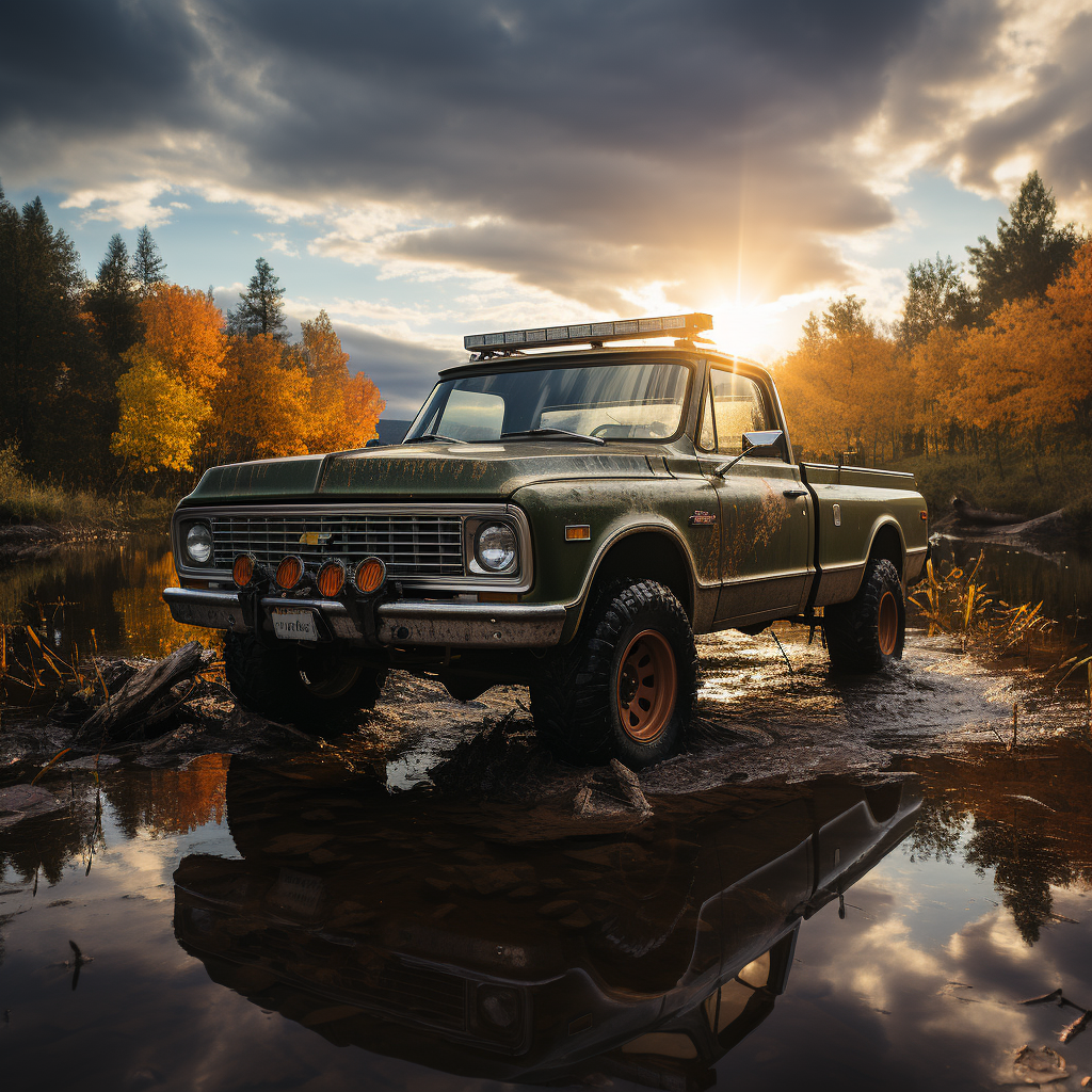 Chevrolet Cheyenne Super Truck with fishing gear and dog