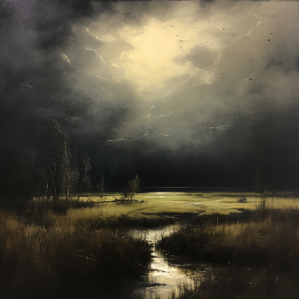 Chiaroscuro Moody Tonal Landscape Lake Trees