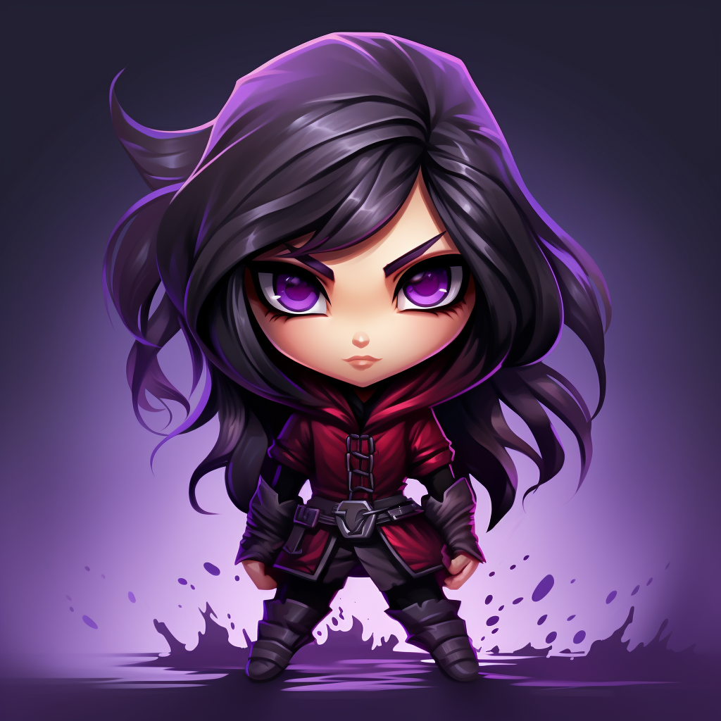 Chibi Avatar Cartoon Assassin in Purple and Red