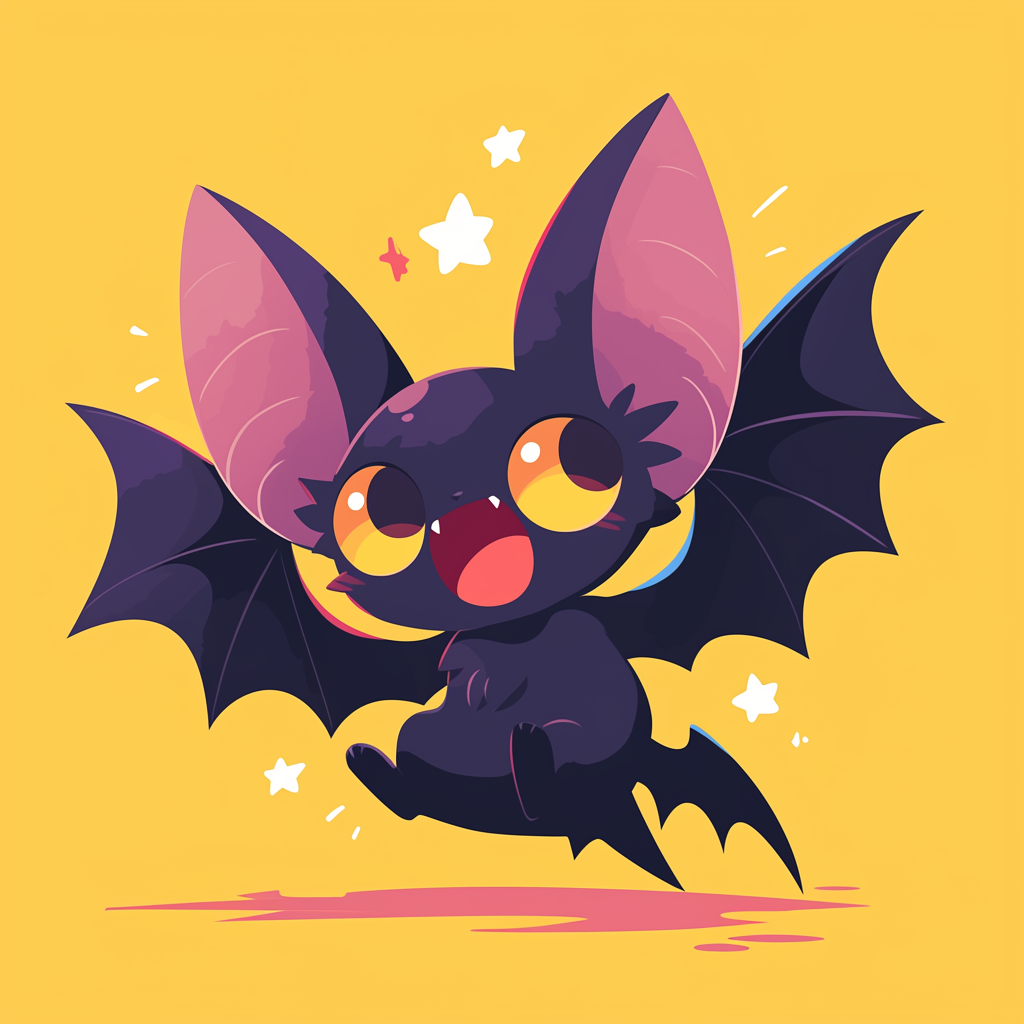 Cute chibi bat in bright colors