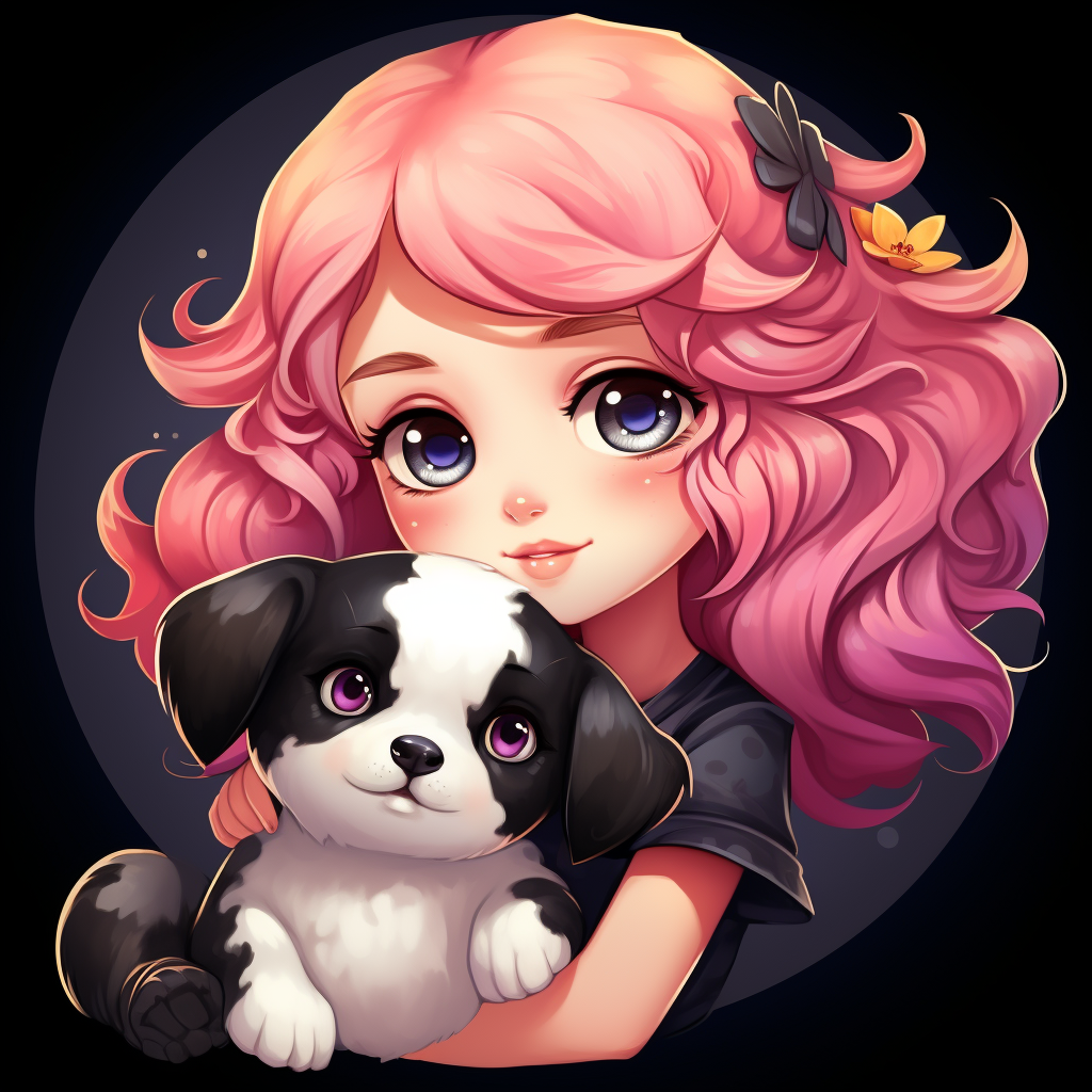 Chibi Bon Vivant with Aussie Shepherd Puppy