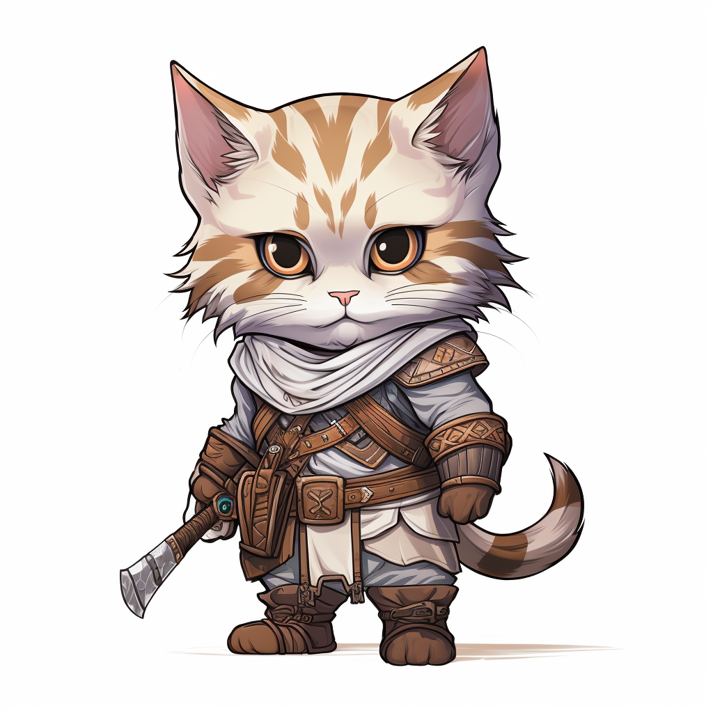 Cute chibi cat warrior for RPG