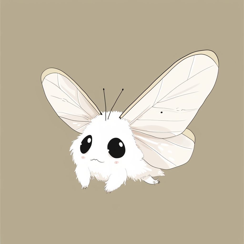 Cute chibi fluffy moth minimalist style