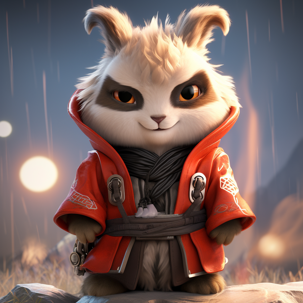 Adorable chibi llama in Kung Fu Panda anime style