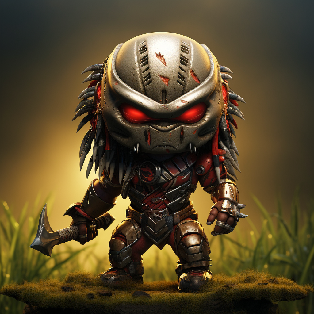 Adorable chibi predator with fierce expression