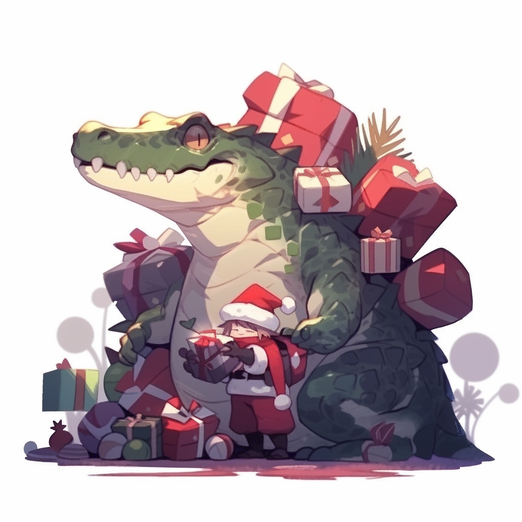 Cute Santa Alligator with Toy Bag