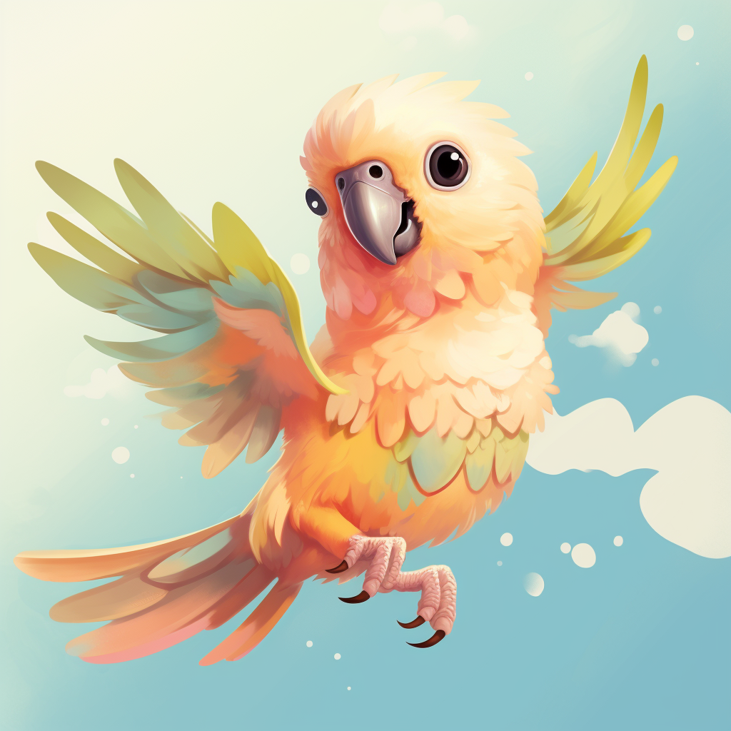 Cute Chibi Style Conure Flying