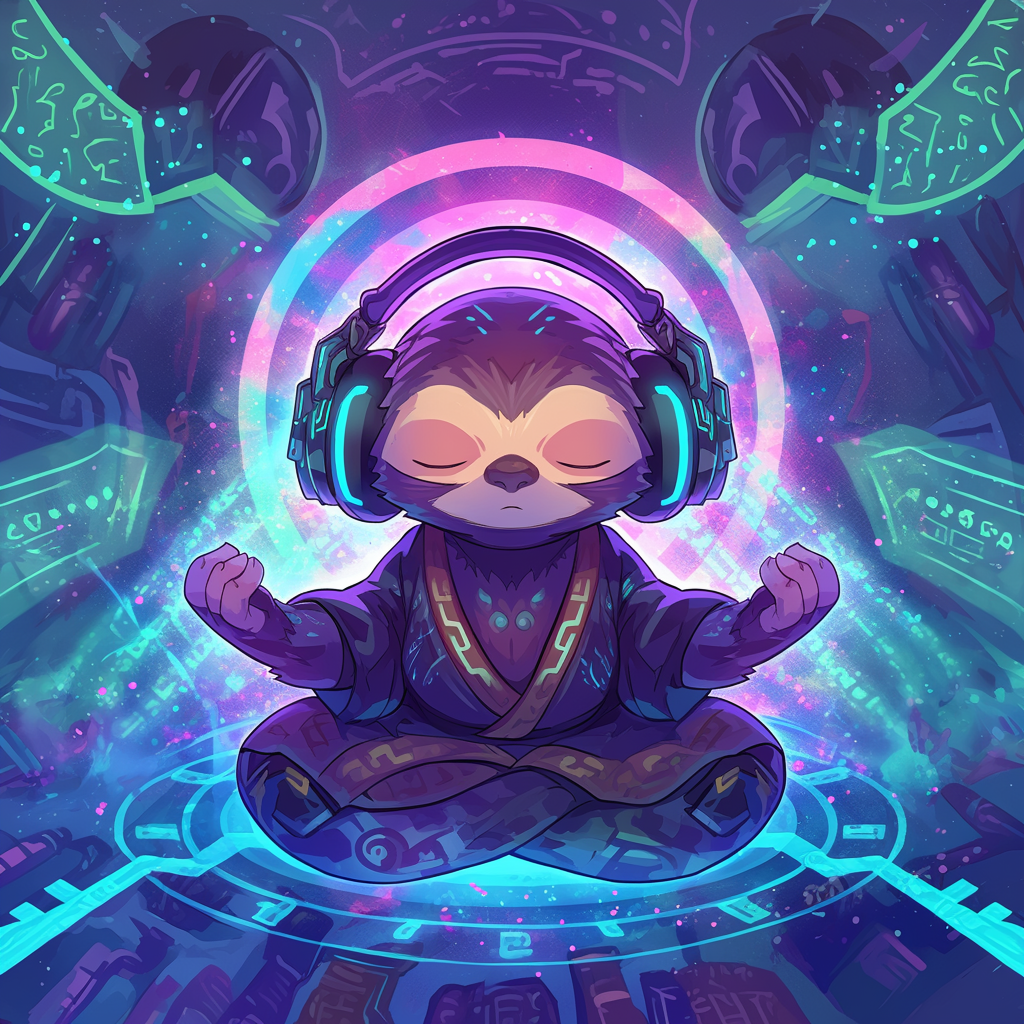 Meditating chibi sumo sloth energy