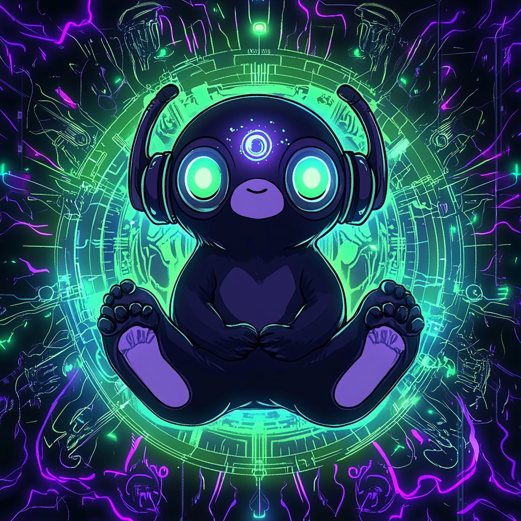 Sumo Sloth Meditating in Cyberpunk Style