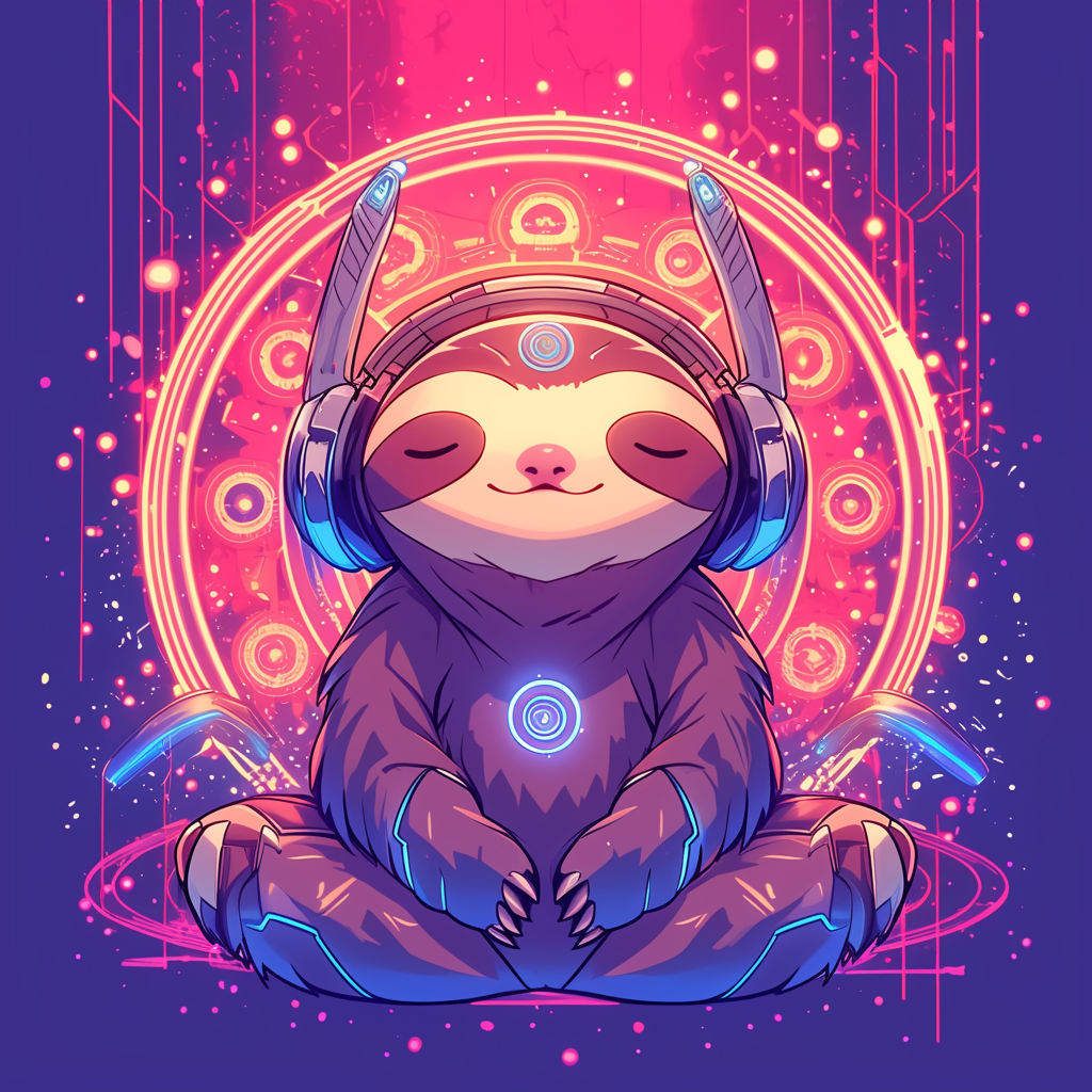 Cute Sumo Sloth Meditating Art