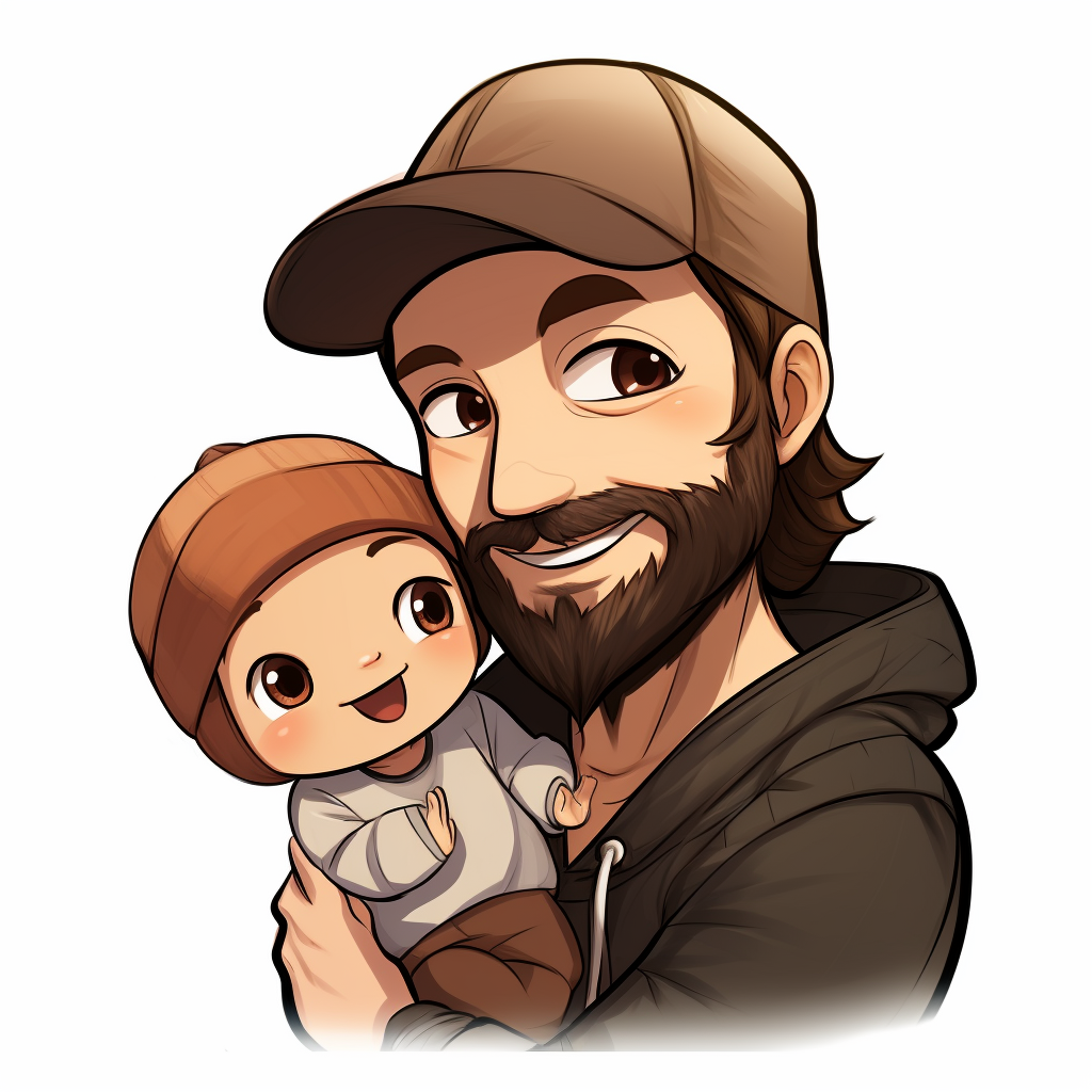 Smiling white man holding baby