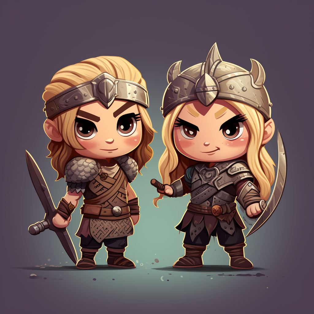 Cute chibi vikings in various poses