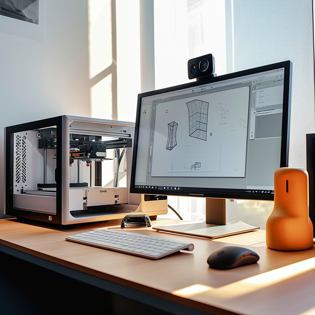 Simple Chic Desk with 3D Printer Display