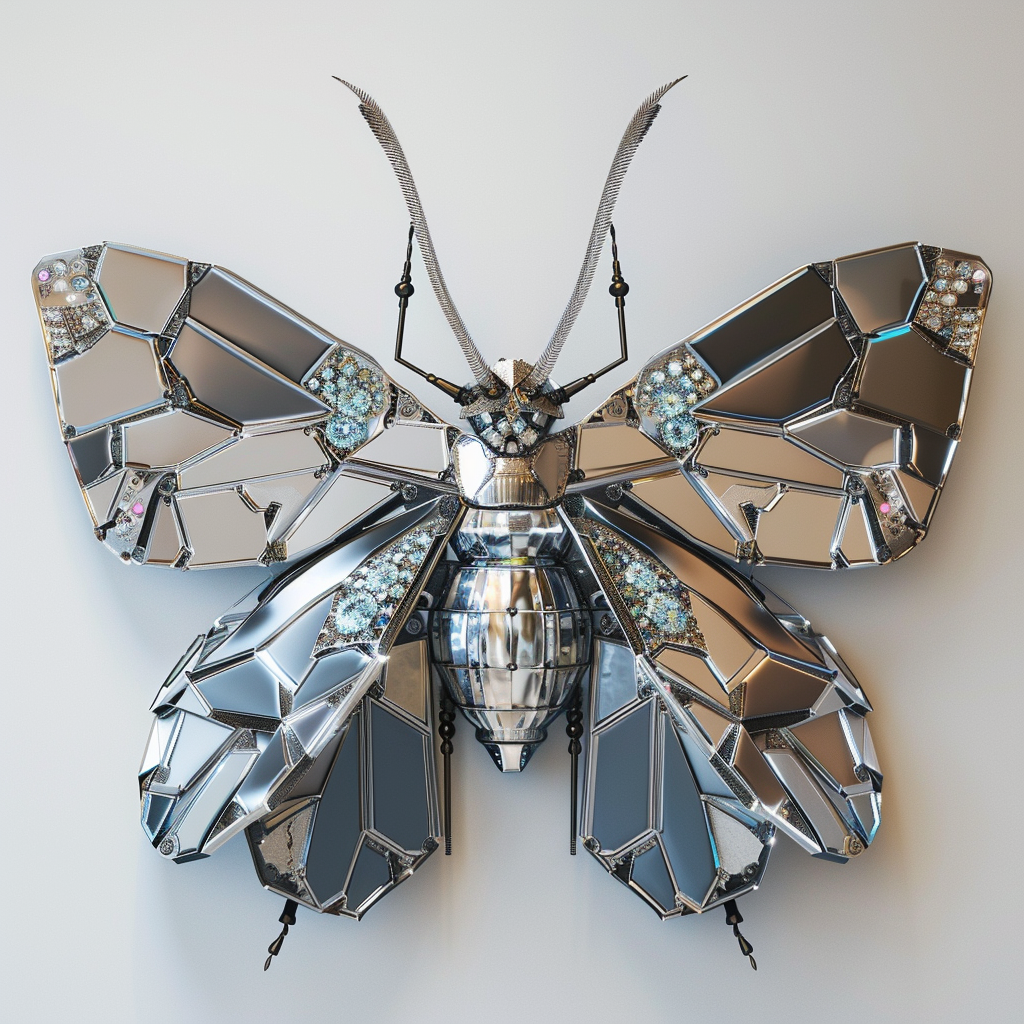 Chic futuristic moth jewelry design