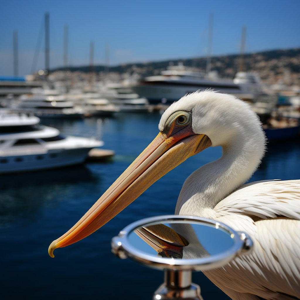 Stylish pelican captivated by Monaco F1 race