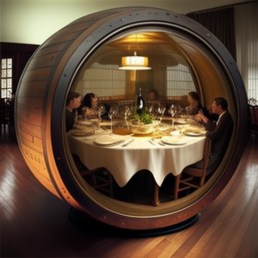 Chic restaurant wine barrel table