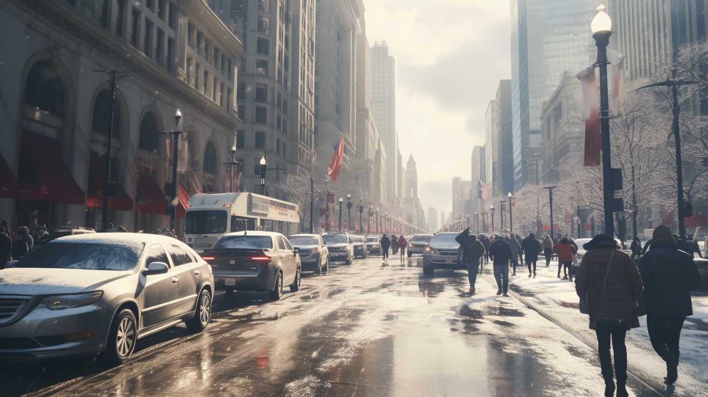 Busy Chicago streets bustling with people