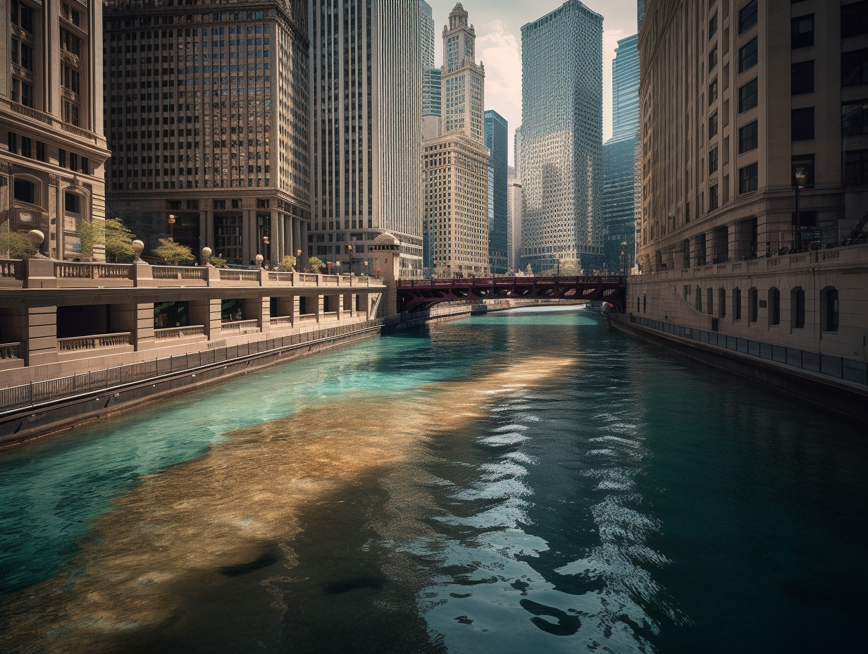 Hyper Realistic Chicago Riverwalk Photograph