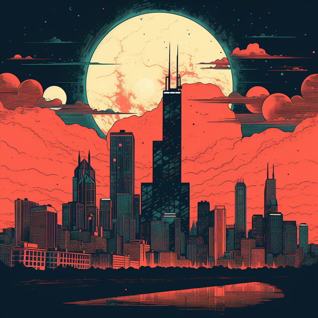 Chicago Skyline Surreal Illustration