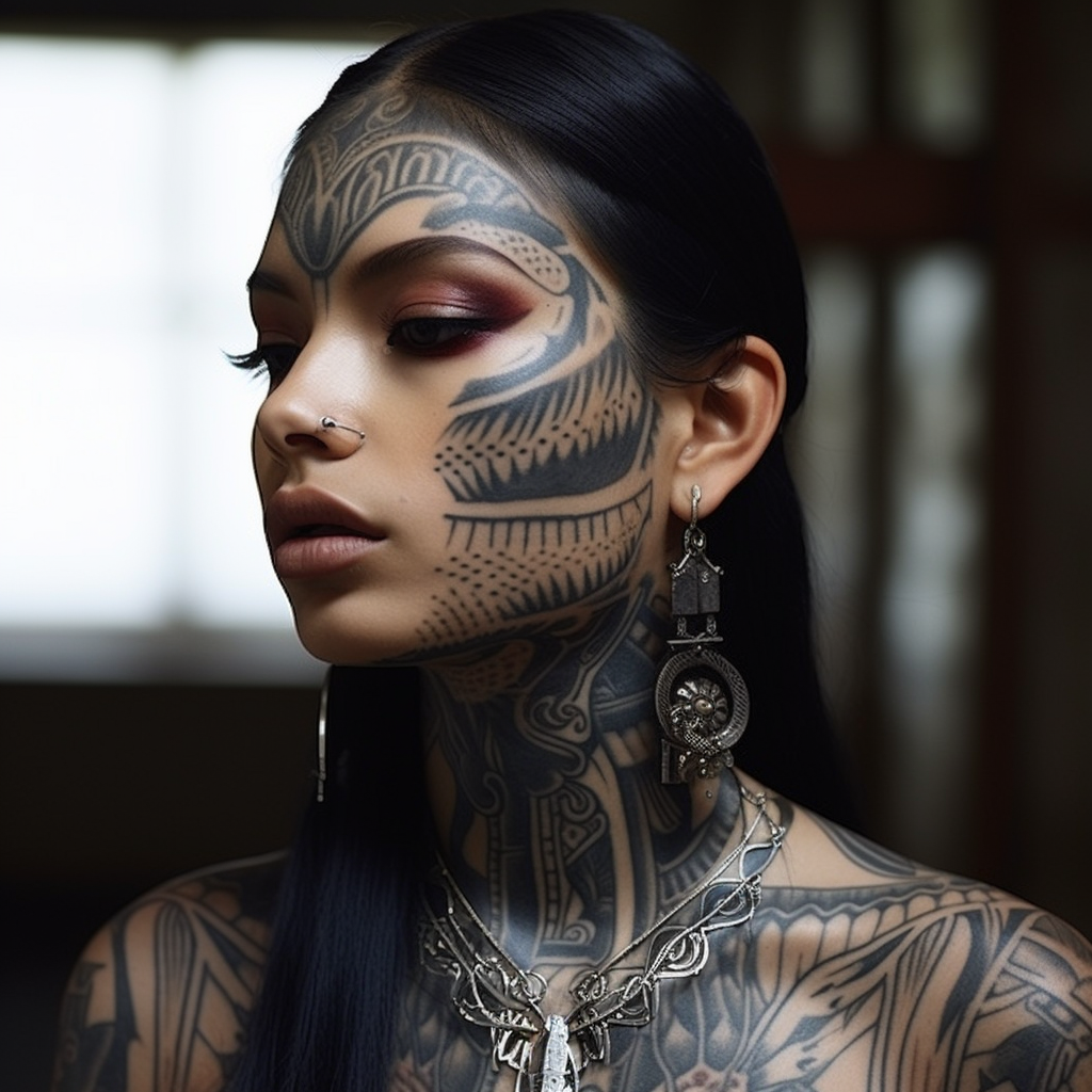 Chicana traditional face tattoos showcasing cultural pride