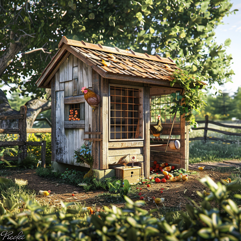 chicken coop sunny day