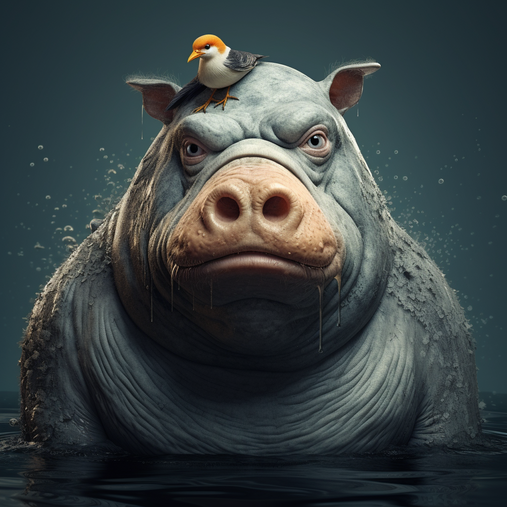 Unique animal creation: chicken hippo mix