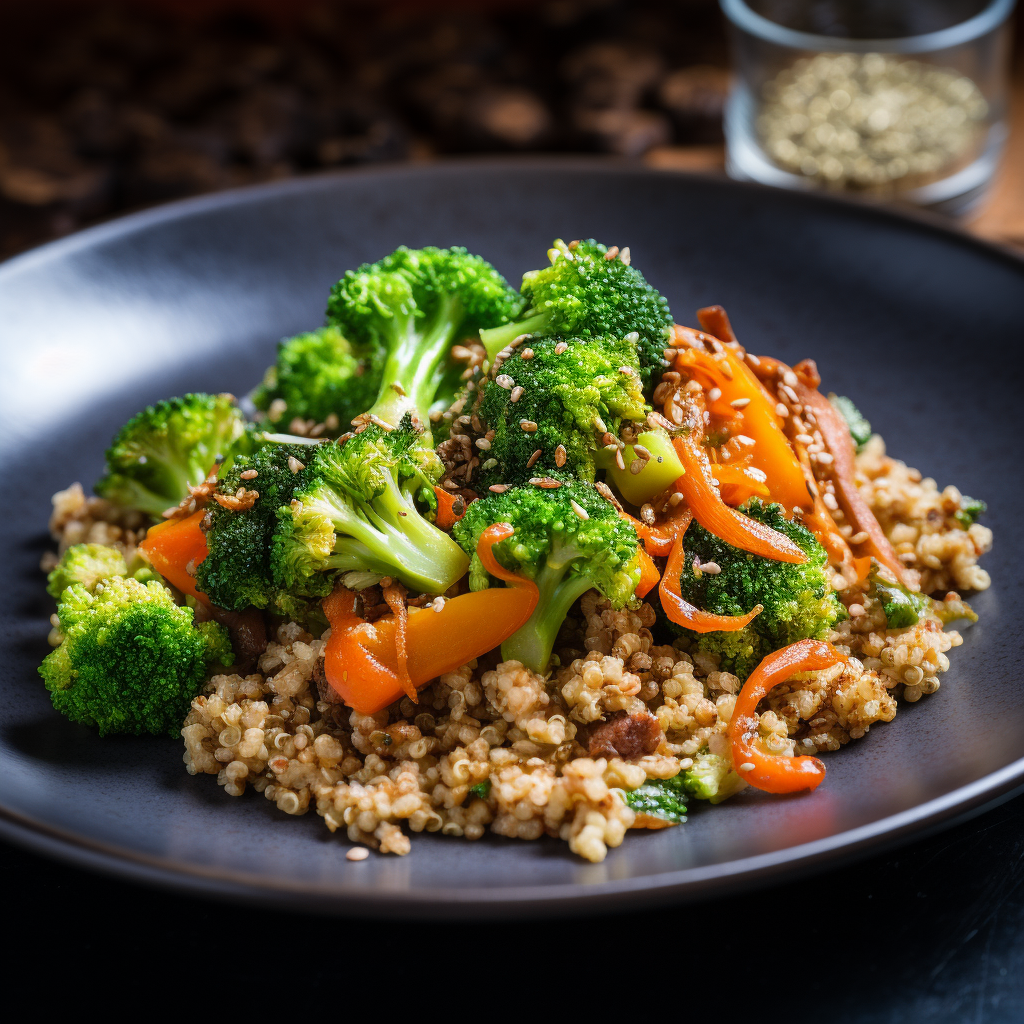 Chicken mince quinoa broccoli carrots small portion