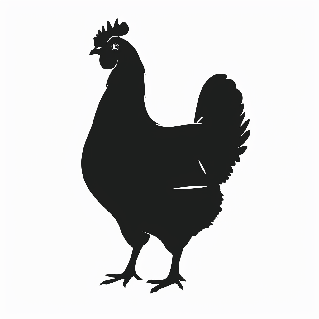 Chicken Silhouette Vector Art Black White