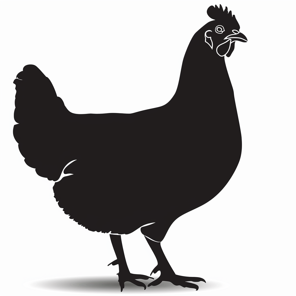 Chicken Silhouette on White Background