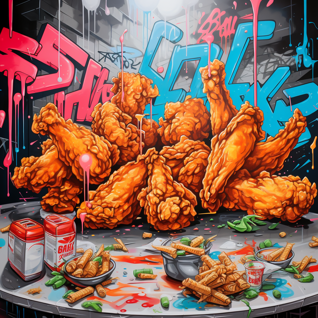 Tasty Chicken Tenders in Graffiti Style