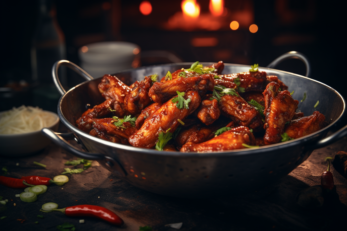 Grilled Chicken Wings on a Metal Bucket