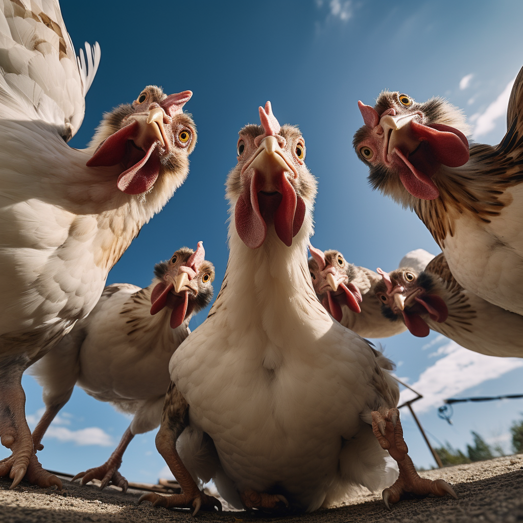 Chickens with Visible Bellies and Legs